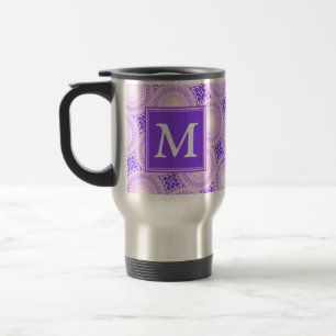 Monogram paarse cirkels reisbeker