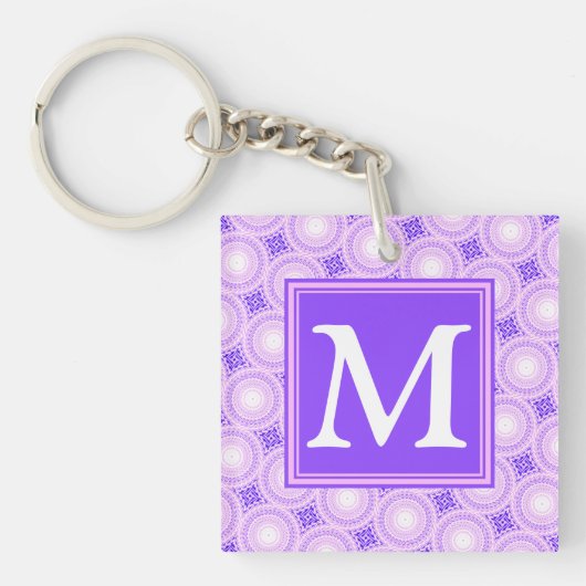 Monogram paarse cirkels sleutelhanger (Voorkant)