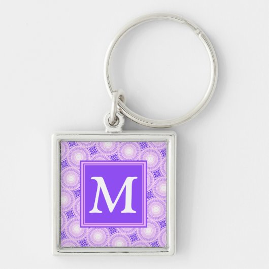 Monogram paarse cirkels sleutelhanger (Voorkant)