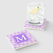 Monogram paarse cirkels stenen onderzetter (Zijkant)
