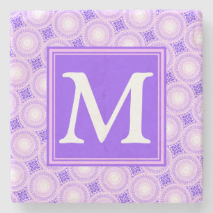 Monogram paarse cirkels stenen onderzetter