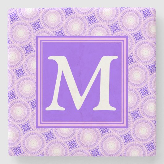 Monogram paarse cirkels stenen onderzetter (Voorkant)