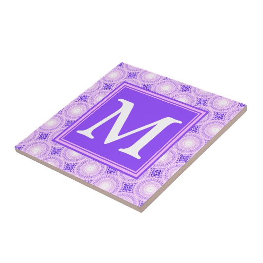 Monogram paarse cirkels tegeltje (Zijkant)