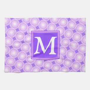 Monogram paarse cirkels theedoek