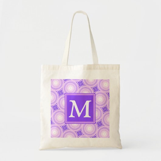 Monogram paarse cirkels tote bag (Voorkant)