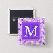 Monogram paarse cirkels vierkante button 5,1 cm (Voorkant /achterkant)