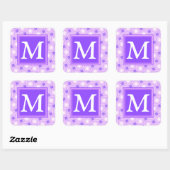 Monogram paarse cirkels vierkante sticker (Vel)