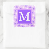 Monogram paarse cirkels vierkante sticker (Tas)