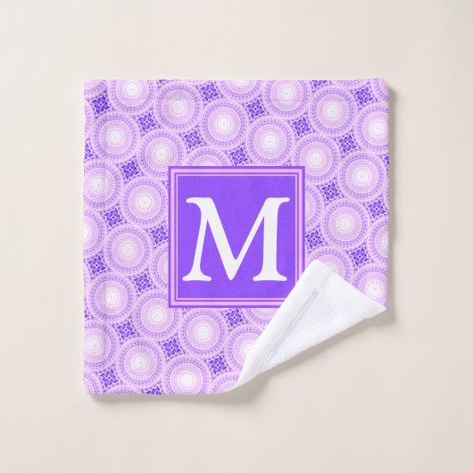 Monogram paarse cirkels washandje (Wasdoekje)