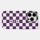 Monogram Paarse Crème Geruit Patroon Case-Mate iPhone Case (Achterkant (horizontaal))