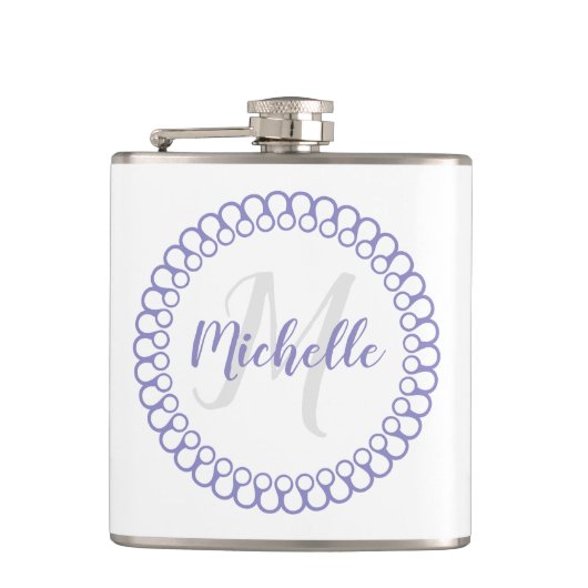 Monogram Paarse decoratieve cirkelkolf Heupfles (Voorkant)