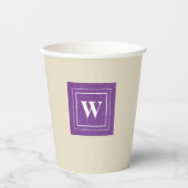 Monogram, Paarse Denim Print 8oz papieren bekers (Voorkant)