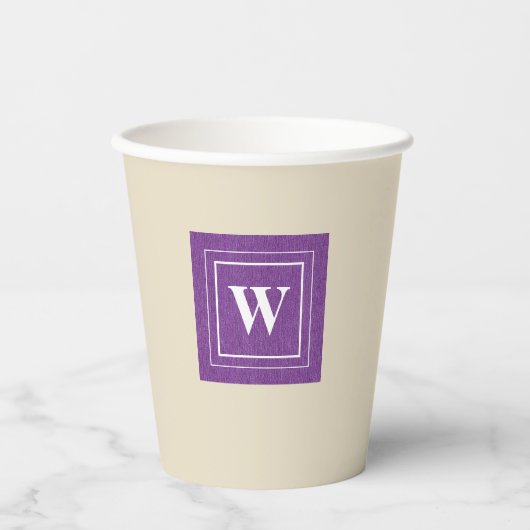 Monogram,  Paarse Denim Print 8oz papieren bekers (Voorkant)
