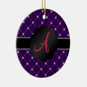 Monogram Paarse diamanten Keramisch Ornament (Rechts)