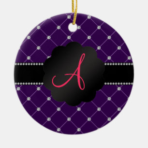 Monogram Paarse diamanten Keramisch Ornament