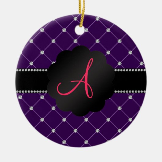 Monogram Paarse diamanten Keramisch Ornament (Voorkant)