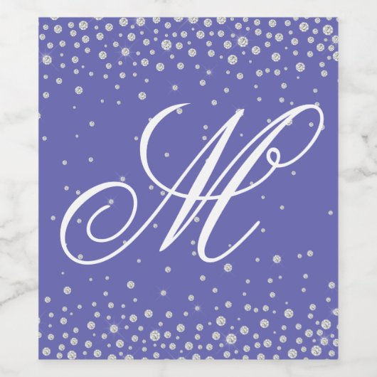 Monogram Paarse diamanten Wijn Etiket (Enkel label)