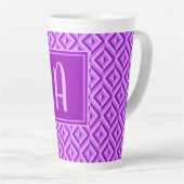 Monogram Paarse driekleurige diamantpatroon Latte Mok (Rechterhoek)