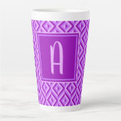 Monogram Paarse driekleurige diamantpatroon Latte Mok (Voorkant)