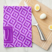 Monogram Paarse driekleurige diamantpatroon Theedoek (Quarter Fold)