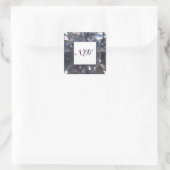 Monogram Paarse Edelsteen Vierkante Sticker (Tas)