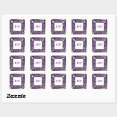 Monogram Paarse Edelsteen Vierkante Sticker (Vel)