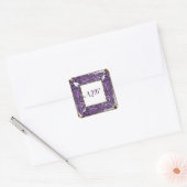 Monogram Paarse Edelsteen Vierkante Sticker (Envelop)