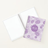 Monogram Paarse Elegante Bloemen Notitieboek (Binnen)