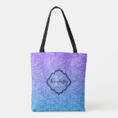 Monogram Paarse en blauwe gradiënt glitter Tote Bag (Achterkant)