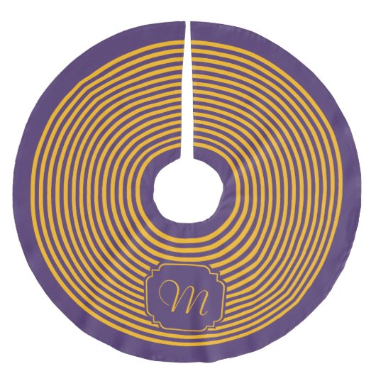 Monogram Paarse en geel gestreepte Kerstboom Rok (Voorkant)