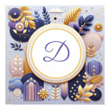 Monogram Paarse en gouden muurkunst