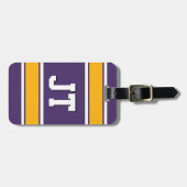 Monogram Paarse en gouden sportstapes Bagagelabel (Voorkant horizontaal)
