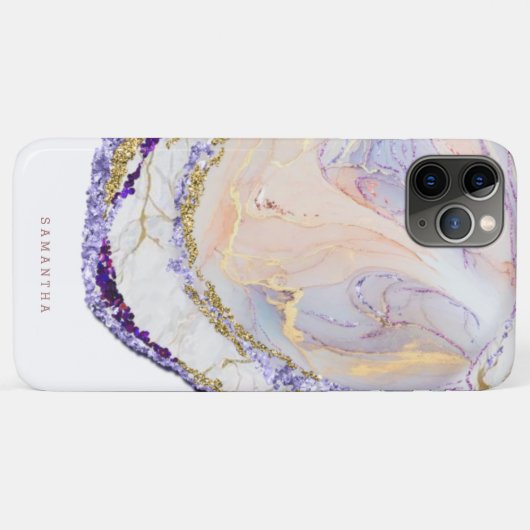 Monogram Paarse en goudmarmer Case-Mate iPhone Case (Achterkant (horizontaal))
