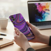 Monogram Paarse en goudmarmer Case-Mate iPhone Case