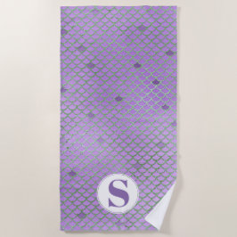 Monogram Paarse en groene zeemeerminnen Strandlaken