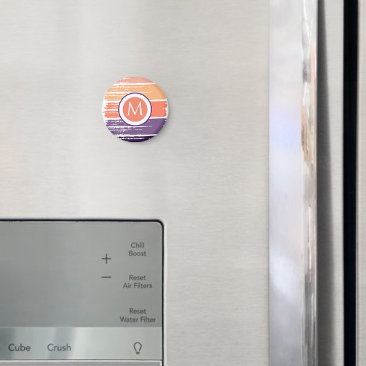 Monogram Paarse en Koraalpenseel Magneet (Insitu (Koelkast))