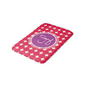 Monogram Paarse en Rode Polka Dot Badmat (Gekanteld)