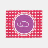 Monogram Paarse en Rode Polka Dot Fleece Deken (Voorkant (Horizontaal))