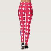 Monogram Paarse en Rode Polka Dot Leggings (Achterkant)