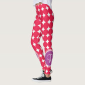 Monogram Paarse en Rode Polka Dot Leggings (Links)