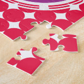 Monogram Paarse en Rode Polka Dot Legpuzzel (Zijkant)