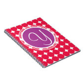 Monogram Paarse en Rode Polka Dot Notitieboek (Rechterzijde)