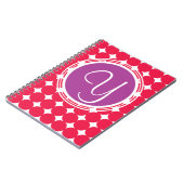 Monogram Paarse en Rode Polka Dot Notitieboek (Linkerzijde)