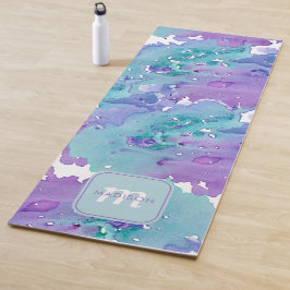 Monogram Paarse en Turquoise Waterverf Yogamat