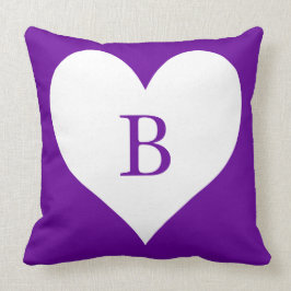 Monogram Paarse en witte hart Kussen