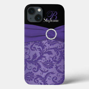 Monogram Paarse en zwarte Damask iPad Air-draagtas Case-Mate iPhone Case