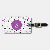 Monogram Paarse en zwarte Stippen Bagagelabel (Voorkant horizontaal)