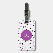 Monogram Paarse en zwarte Stippen Bagagelabel (Voorkant verticaal)