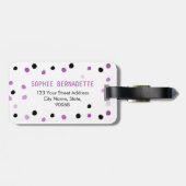 Monogram Paarse en zwarte Stippen Bagagelabel (Achterkant horizontaal)