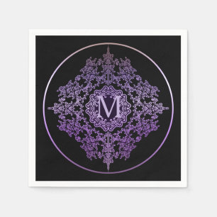 Monogram paarse filigraan motief servetten